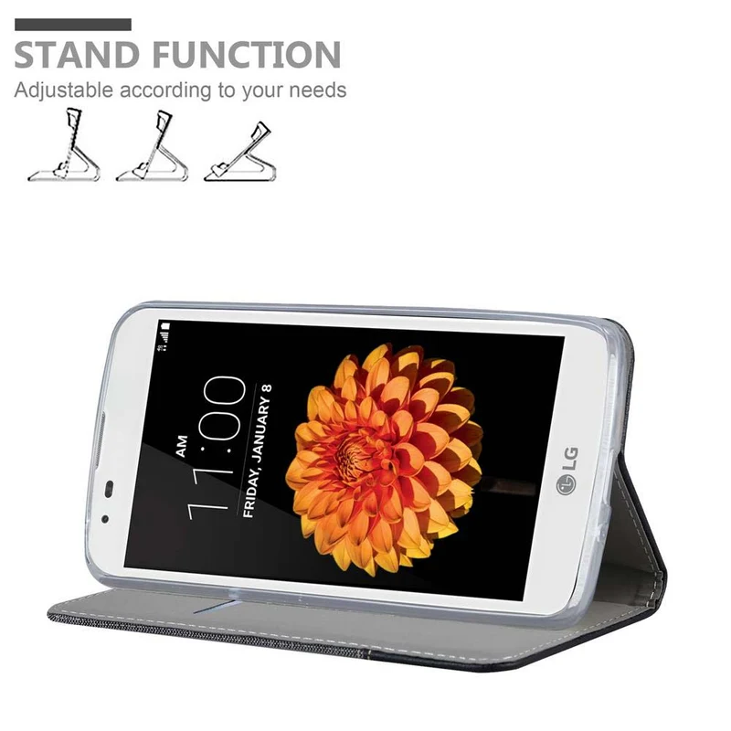 Cadorabo Hülle kompatibel mit LG K7 2016 Schutzhülle mit Magnetverschluss, Standfunktion und Kartenfach
