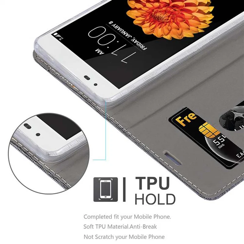 Cadorabo Hülle kompatibel mit LG K7 2016 Schutzhülle mit Magnetverschluss, Standfunktion und Kartenfach