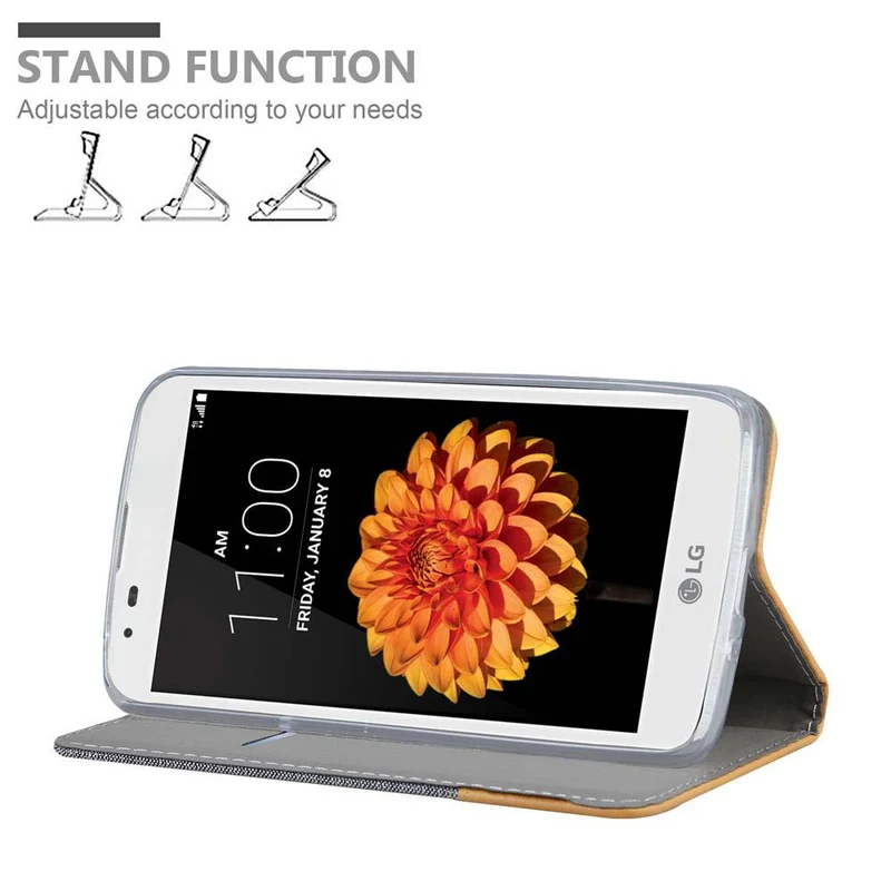 Cadorabo Hülle kompatibel mit LG K7 2016 Schutzhülle mit Magnetverschluss, Standfunktion und Kartenfach