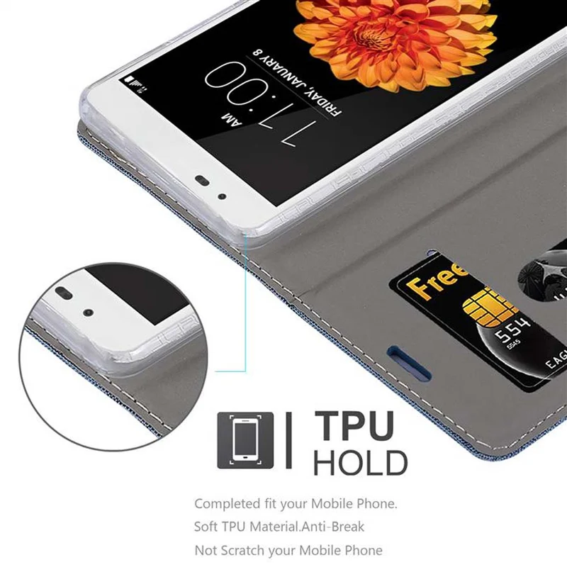 Cadorabo Hülle kompatibel mit LG K7 2016 Schutzhülle mit Magnetverschluss, Standfunktion und Kartenfach