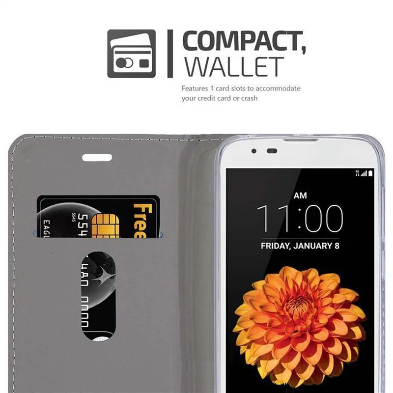 Cadorabo Hülle kompatibel mit LG K7 2016 Schutzhülle mit Magnetverschluss, Standfunktion und Kartenfach