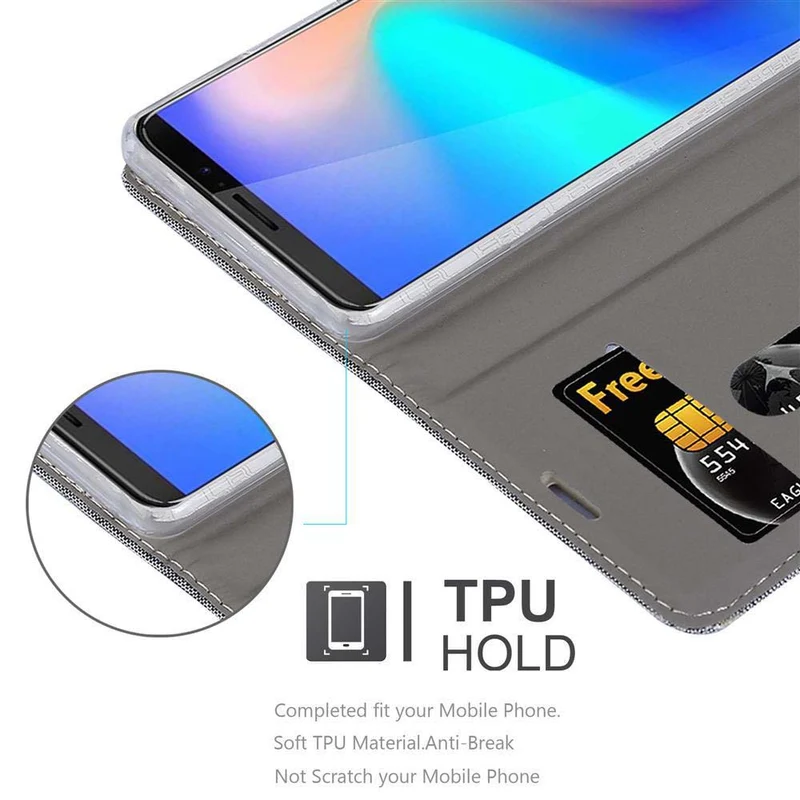 Cadorabo Hülle kompatibel mit Cubot J3 PRO Schutzhülle mit Magnetverschluss, Standfunktion und Kartenfach
