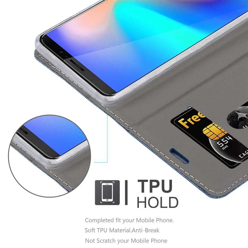 Cadorabo Hülle kompatibel mit Cubot J3 PRO Schutzhülle mit Magnetverschluss, Standfunktion und Kartenfach