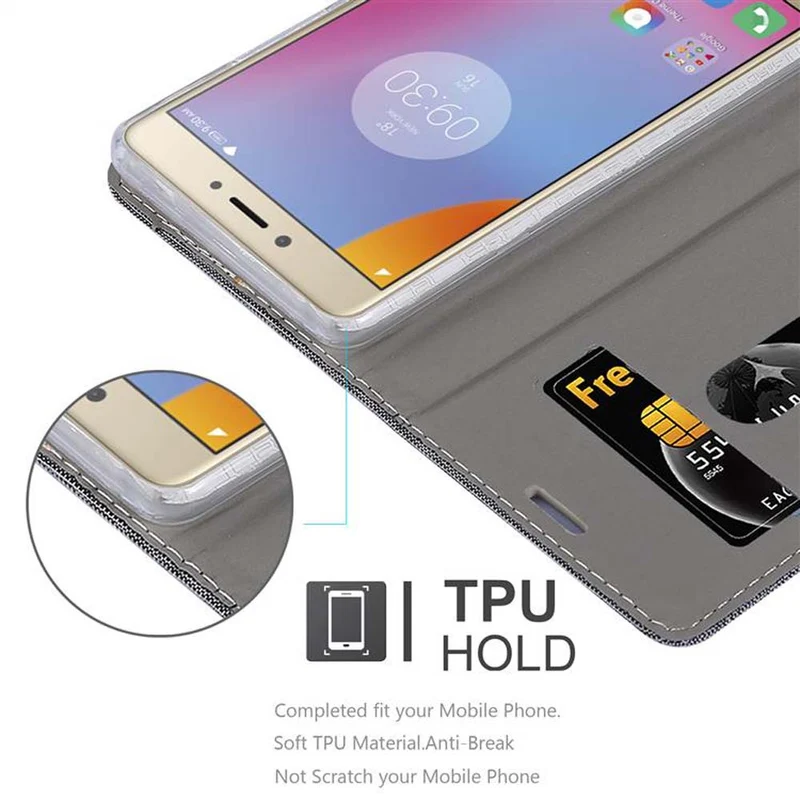 Cadorabo Hülle kompatibel mit Lenovo K6 NOTE Schutzhülle mit Magnetverschluss, Standfunktion und Kartenfach