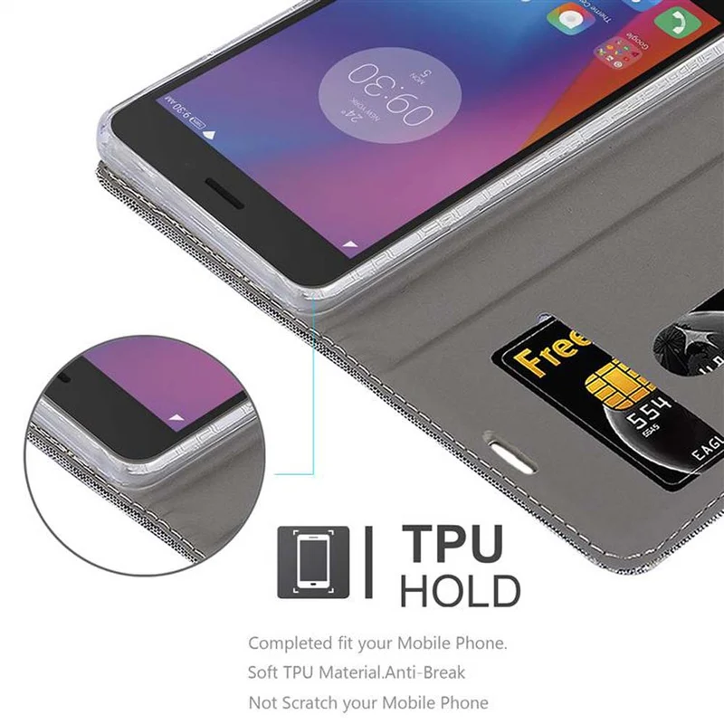 Cadorabo Hülle kompatibel mit Lenovo K6 / K6 POWER Schutzhülle mit Magnetverschluss, Standfunktion und Kartenfach