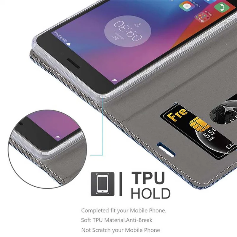 Cadorabo Hülle kompatibel mit Lenovo K6 / K6 POWER Schutzhülle mit Magnetverschluss, Standfunktion und Kartenfach