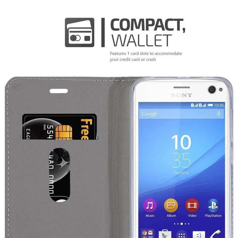 Cadorabo Hülle kompatibel mit Sony Xperia C4 Schutzhülle mit Magnetverschluss, Standfunktion und Kartenfach