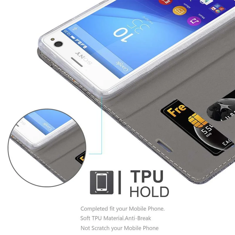 Cadorabo Hülle kompatibel mit Sony Xperia C4 Schutzhülle mit Magnetverschluss, Standfunktion und Kartenfach