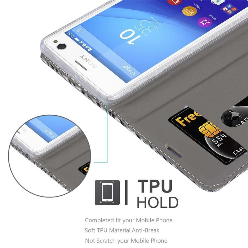 Cadorabo Hülle kompatibel mit Sony Xperia C4 Schutzhülle mit Magnetverschluss, Standfunktion und Kartenfach