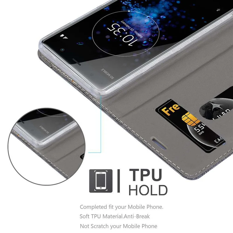 Cadorabo Hülle kompatibel mit Sony Xperia XZ2 PREMIUM Schutzhülle mit Magnetverschluss, Standfunktion und Kartenfach