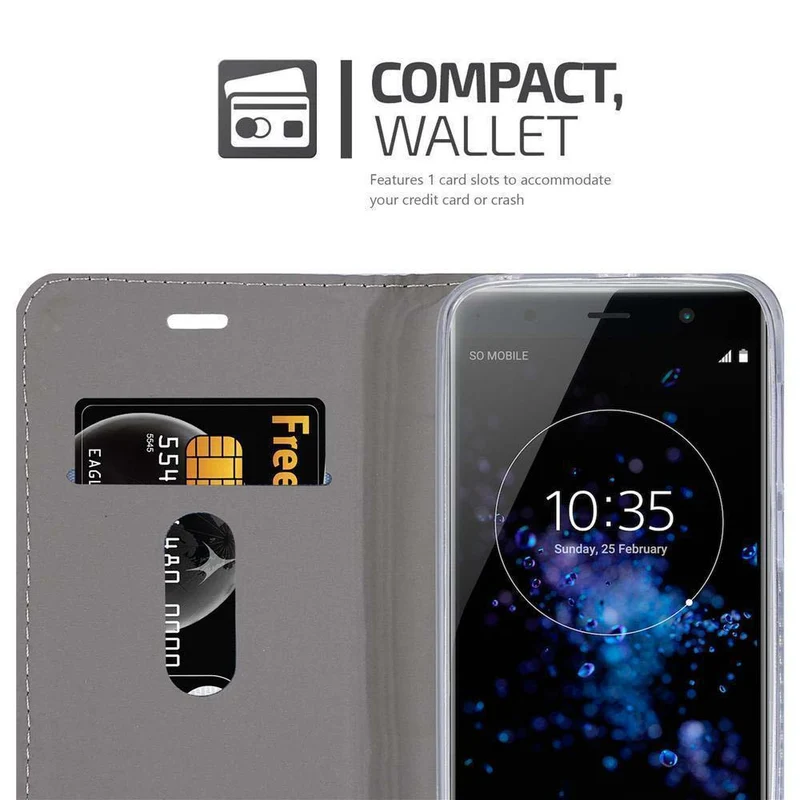 Cadorabo Hülle kompatibel mit Sony Xperia XZ2 PREMIUM Schutzhülle mit Magnetverschluss, Standfunktion und Kartenfach