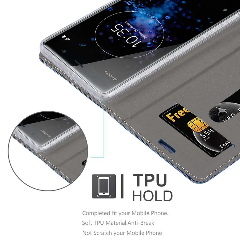 Cadorabo Hülle kompatibel mit Sony Xperia XZ2 PREMIUM Schutzhülle mit Magnetverschluss, Standfunktion und Kartenfach