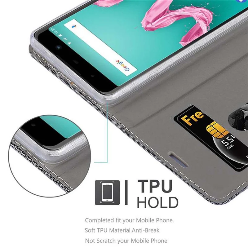 Cadorabo Hülle kompatibel mit WIKO LENNY 5 Schutzhülle mit Magnetverschluss, Standfunktion und Kartenfach