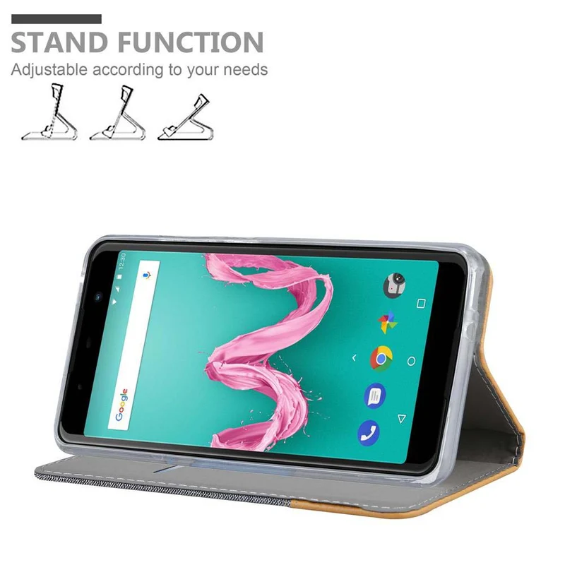 Cadorabo Hülle kompatibel mit WIKO LENNY 5 Schutzhülle mit Magnetverschluss, Standfunktion und Kartenfach