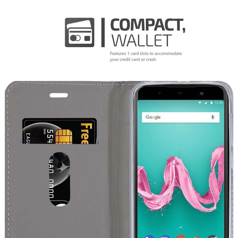 Cadorabo Hülle kompatibel mit WIKO LENNY 5 Schutzhülle mit Magnetverschluss, Standfunktion und Kartenfach