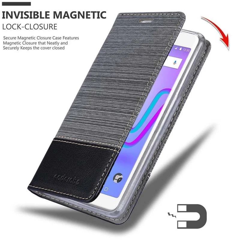 Cadorabo Hülle kompatibel mit WIKO JERRY 3 Schutzhülle mit Magnetverschluss, Standfunktion und Kartenfach