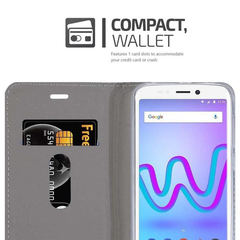 Cadorabo Hülle kompatibel mit WIKO JERRY 3 Schutzhülle mit Magnetverschluss, Standfunktion und Kartenfach