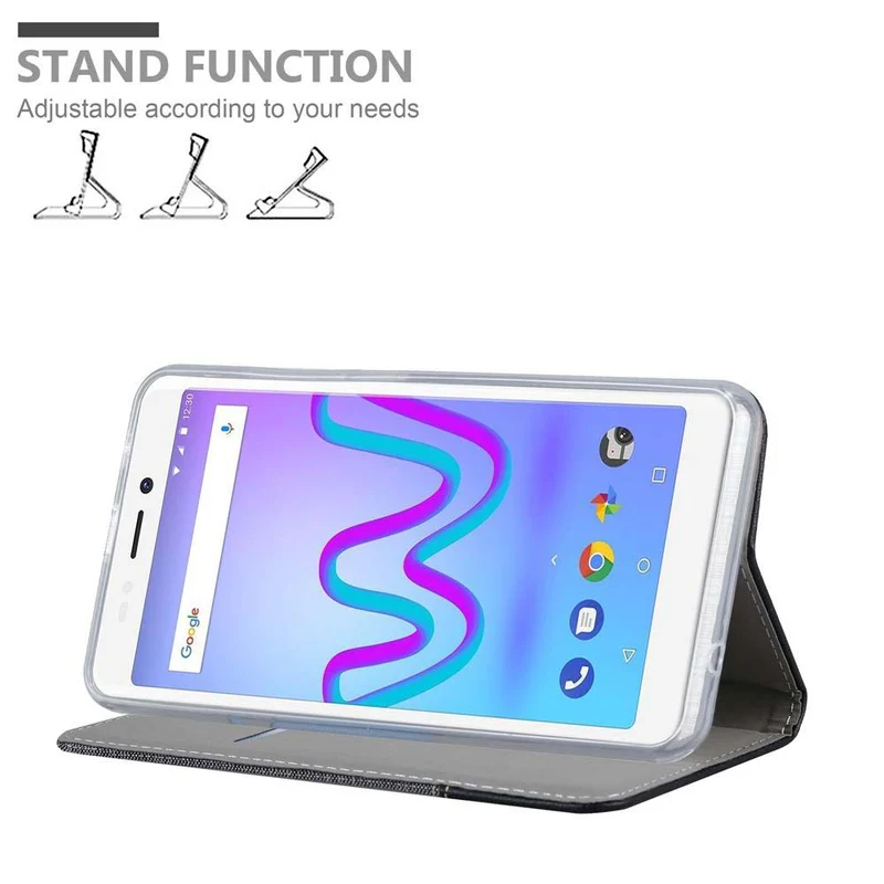 Cadorabo Hülle kompatibel mit WIKO JERRY 3 Schutzhülle mit Magnetverschluss, Standfunktion und Kartenfach
