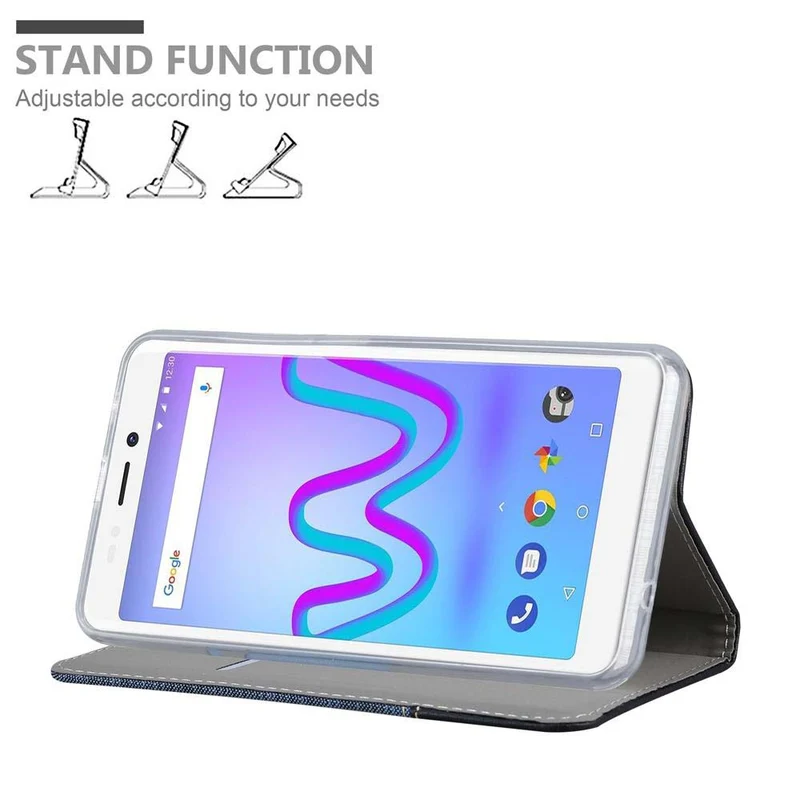 Cadorabo Hülle kompatibel mit WIKO JERRY 3 Schutzhülle mit Magnetverschluss, Standfunktion und Kartenfach