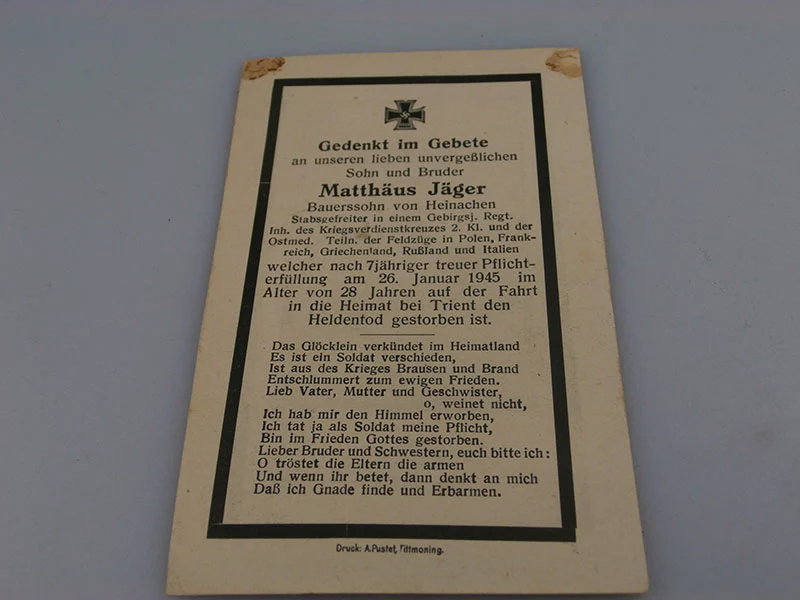 Sterbebilder Gebirgsjäger Trient 26