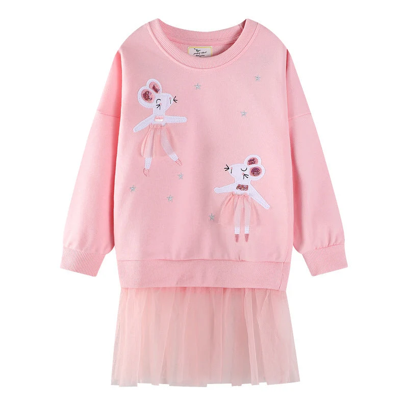 Mädchen Sweatshirt mit Tüllrock und niedlicher Tierstickerei Drune