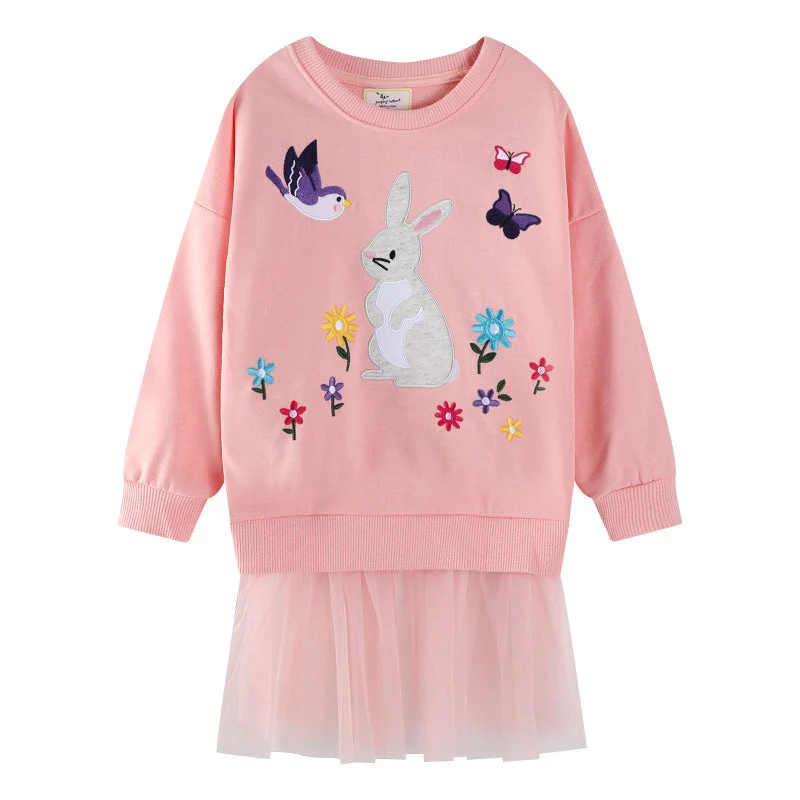 Mädchen Sweatshirt mit Tüllrock und tierischer Applikation Drune