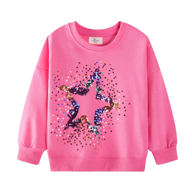 Mädchen Sweatshirt mit glitzerndem Sternenmotiv Drune
