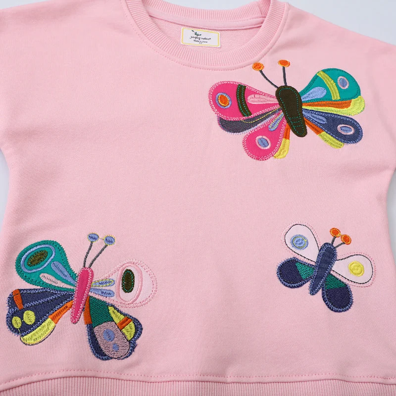 Mädchen Sweatshirt mit bunten Schmetterlings-Stickereien Drune