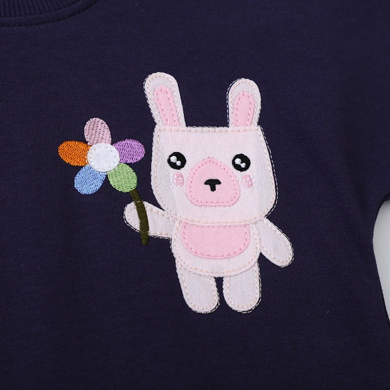 Mädchen Sweatshirt mit buntem Hasenmotiv Drune
