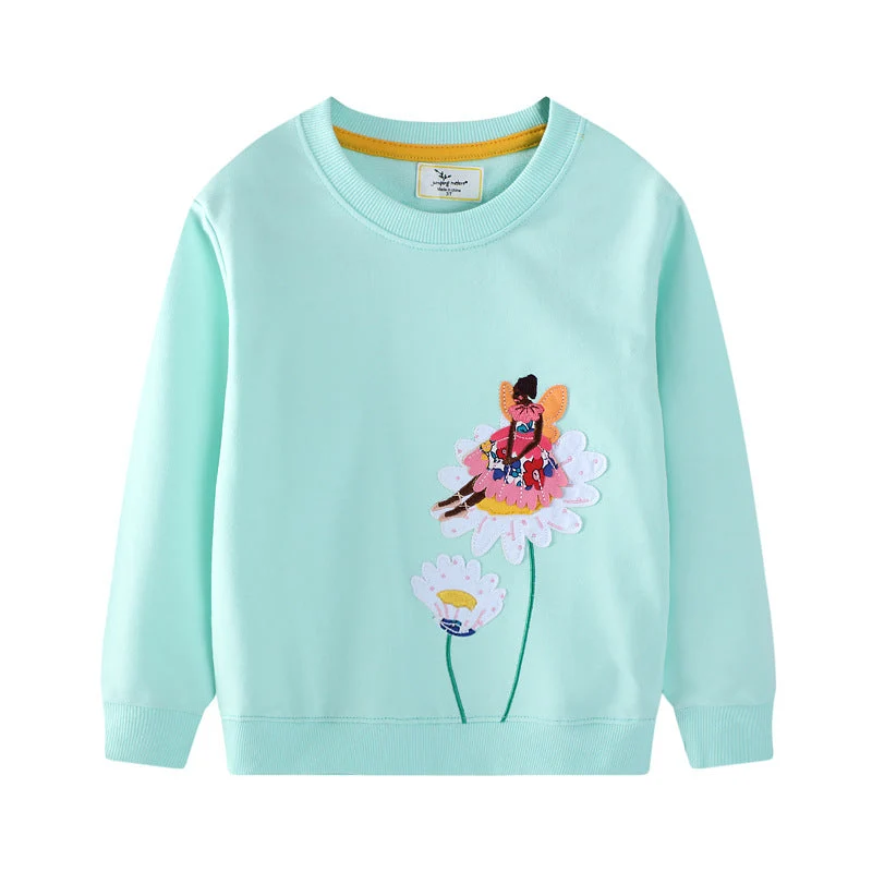 Mädchen Sweatshirt mit buntem Blumen- und Feenmotiv Drune