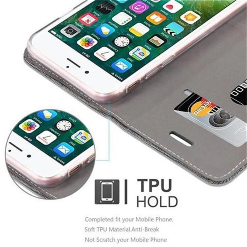 Cadorabo Hülle kompatibel mit Apple iPhone 7 / 7S / 8 / SE 2020 Schutzhülle mit Magnetverschluss, Standfunktion und Kartenfach