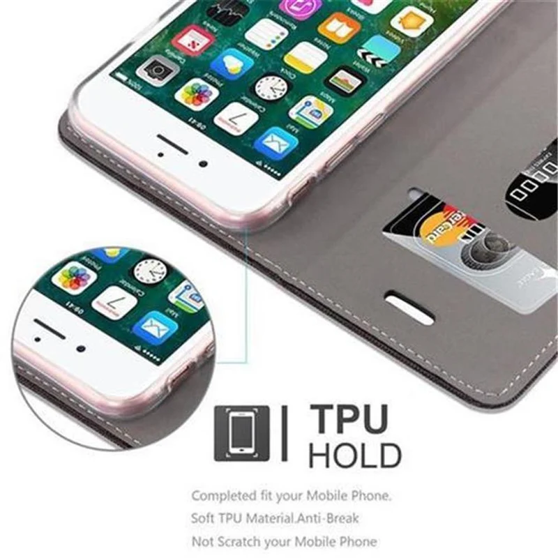 Cadorabo Hülle kompatibel mit Apple iPhone 7 / 7S / 8 / SE 2020 Schutzhülle mit Magnetverschluss, Standfunktion und Kartenfach