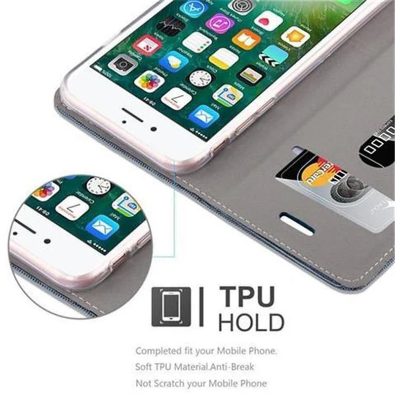 Cadorabo Hülle kompatibel mit Apple iPhone 7 / 7S / 8 / SE 2020 Schutzhülle mit Magnetverschluss, Standfunktion und Kartenfach