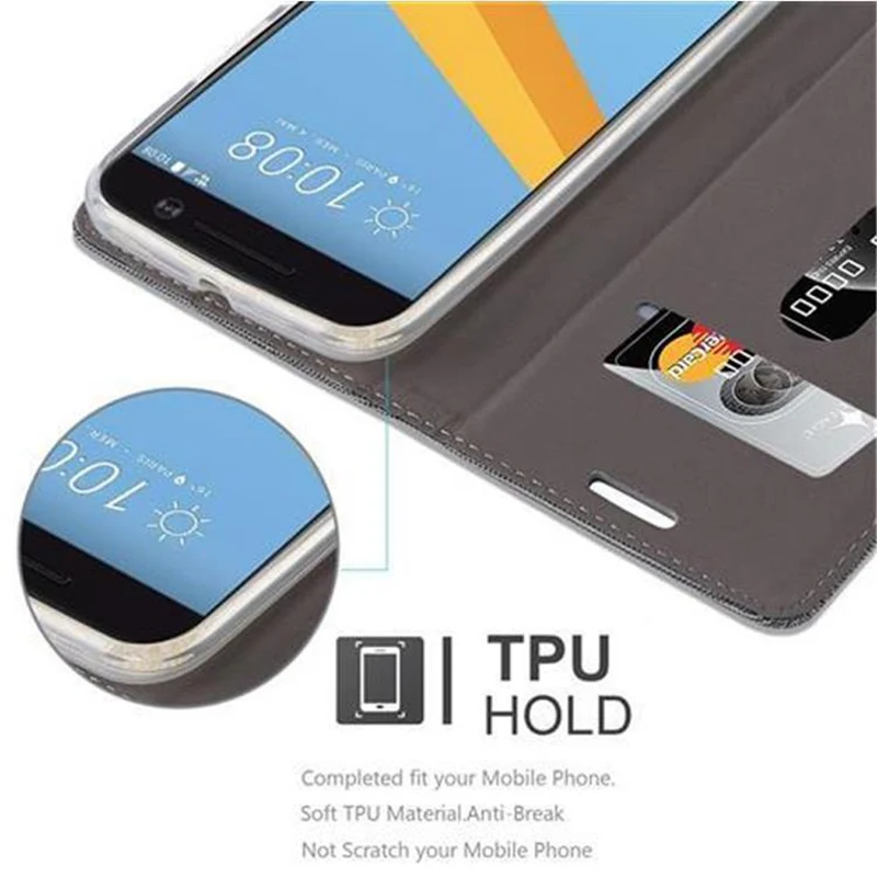 Cadorabo Hülle kompatibel mit HTC ONE M10 Schutzhülle mit Magnetverschluss, Standfunktion und Kartenfach