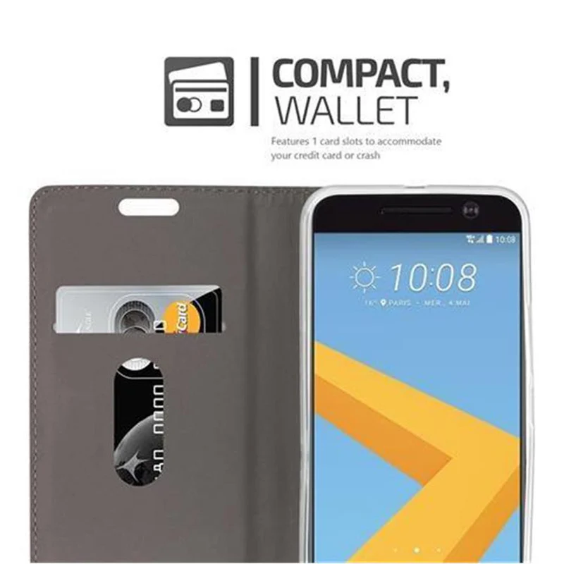 Cadorabo Hülle kompatibel mit HTC ONE M10 Schutzhülle mit Magnetverschluss, Standfunktion und Kartenfach