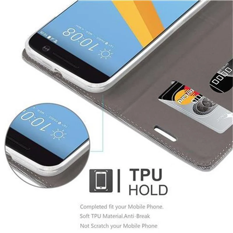 Cadorabo Hülle kompatibel mit HTC ONE M10 Schutzhülle mit Magnetverschluss, Standfunktion und Kartenfach