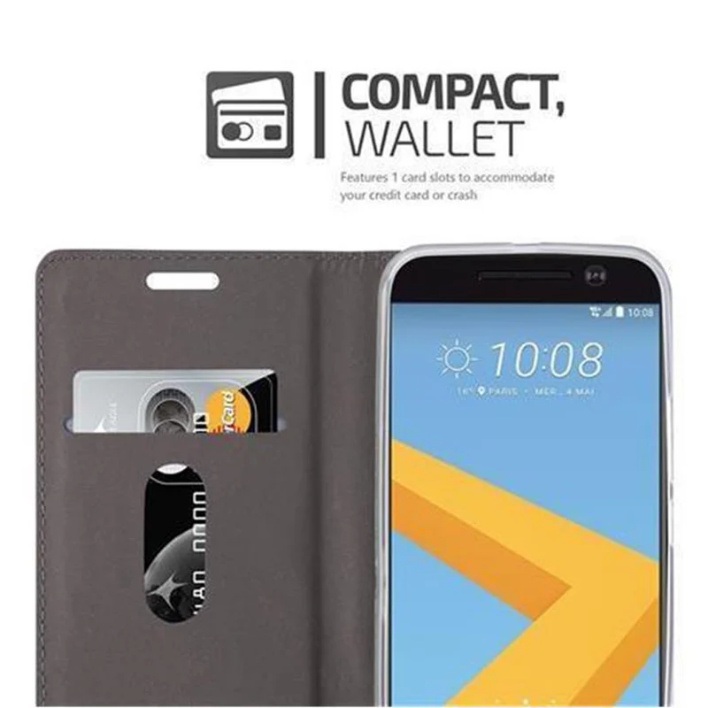 Cadorabo Hülle kompatibel mit HTC ONE M10 Schutzhülle mit Magnetverschluss, Standfunktion und Kartenfach