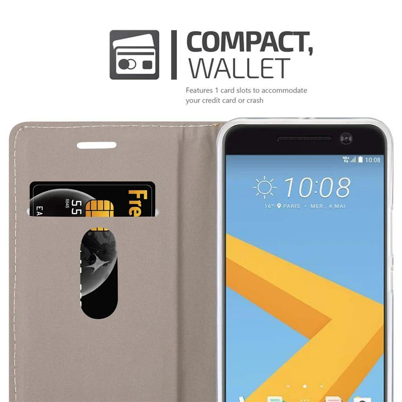 Cadorabo Hülle kompatibel mit HTC ONE M10 Schutzhülle mit Magnetverschluss, Standfunktion und Kartenfach