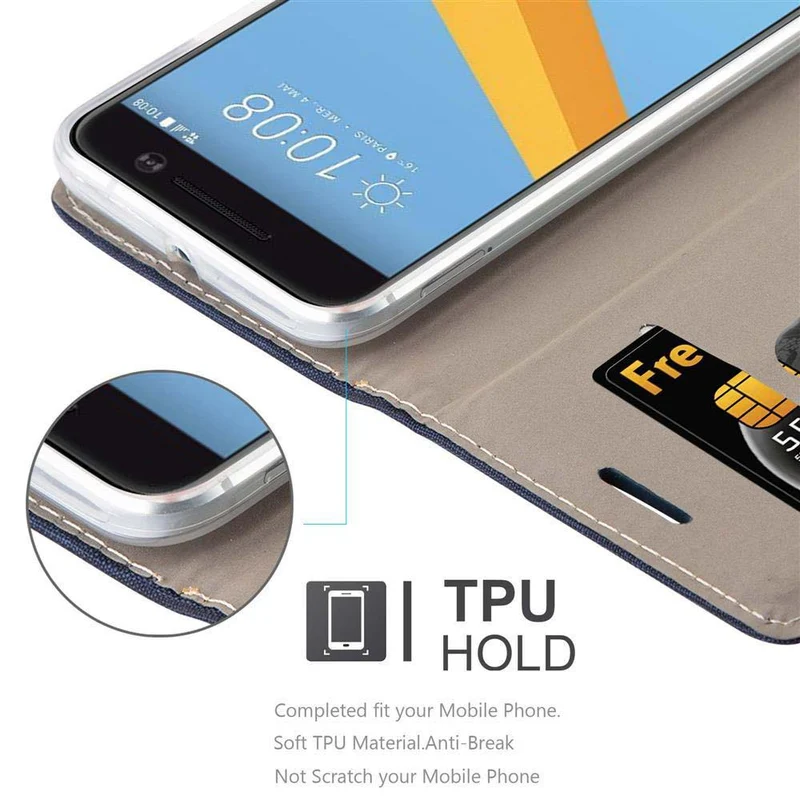 Cadorabo Hülle kompatibel mit HTC ONE M10 Schutzhülle mit Magnetverschluss, Standfunktion und Kartenfach