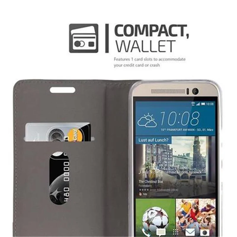 Cadorabo Hülle kompatibel mit HTC ONE M9 Schutzhülle mit Magnetverschluss, Standfunktion und Kartenfach