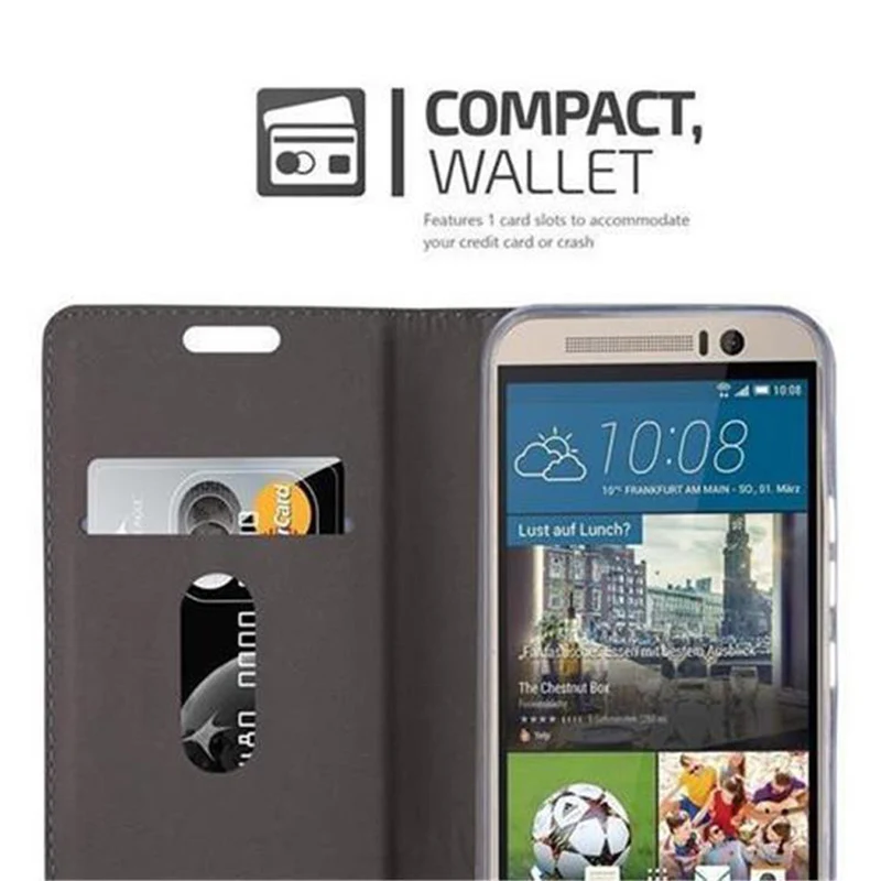 Cadorabo Hülle kompatibel mit HTC ONE M9 Schutzhülle mit Magnetverschluss, Standfunktion und Kartenfach