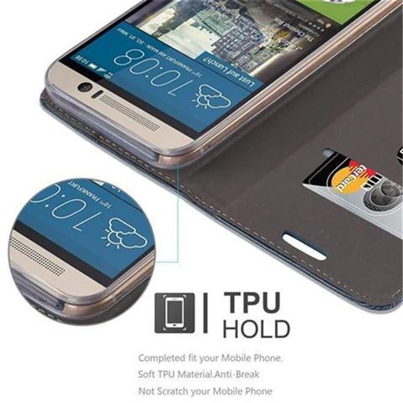 Cadorabo Hülle kompatibel mit HTC ONE M9 Schutzhülle mit Magnetverschluss, Standfunktion und Kartenfach