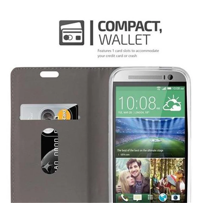 Cadorabo Hülle kompatibel mit HTC ONE M8 Schutzhülle mit Magnetverschluss, Standfunktion und Kartenfach