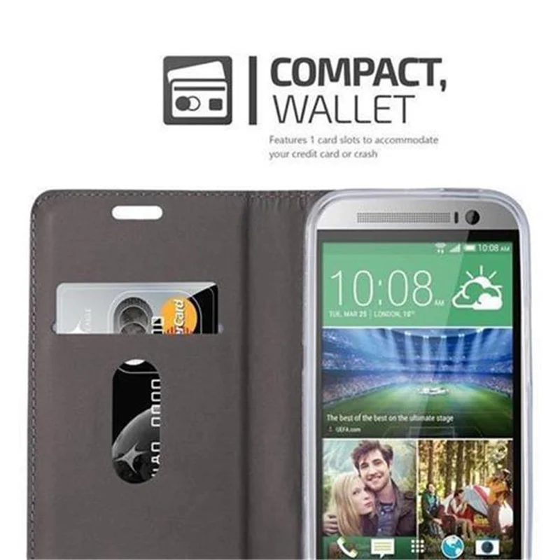 Cadorabo Hülle kompatibel mit HTC ONE M8 Schutzhülle mit Magnetverschluss, Standfunktion und Kartenfach