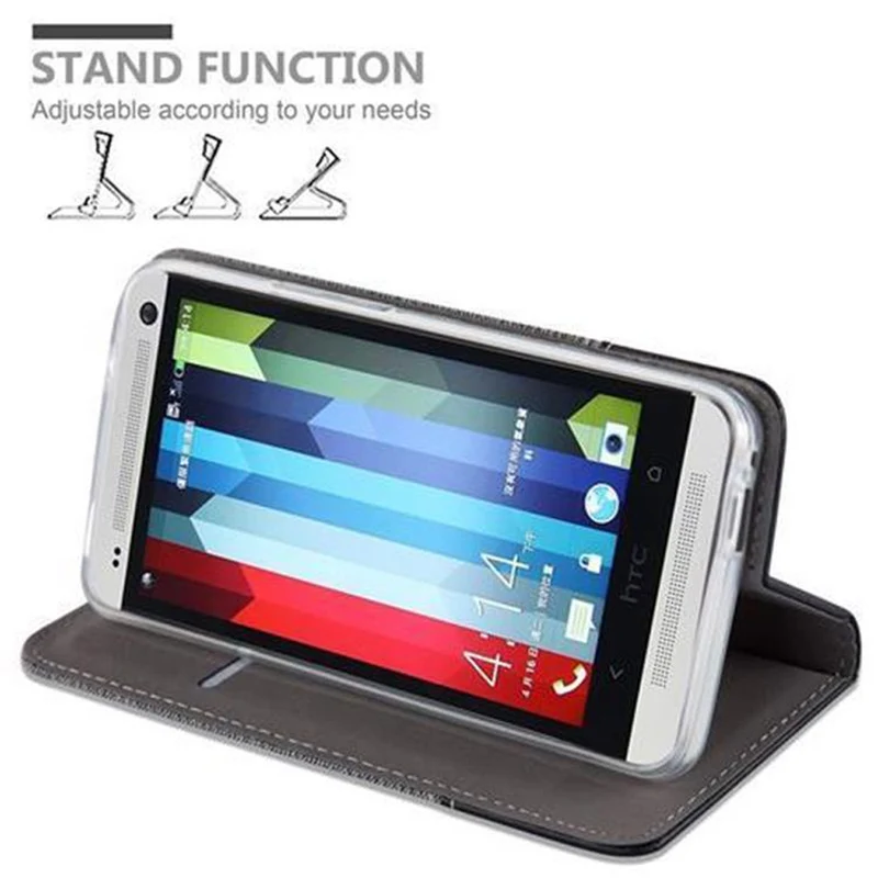 Cadorabo Hülle kompatibel mit HTC ONE M7 Schutzhülle mit Magnetverschluss, Standfunktion und Kartenfach