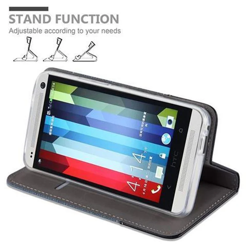 Cadorabo Hülle kompatibel mit HTC ONE M7 Schutzhülle mit Magnetverschluss, Standfunktion und Kartenfach