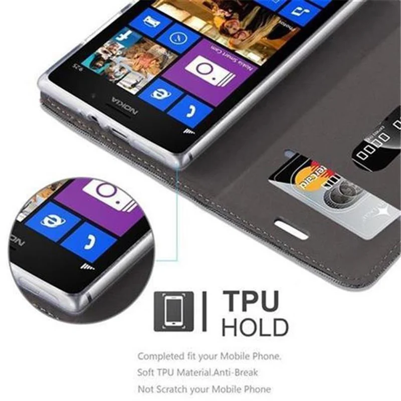 Cadorabo Hülle kompatibel mit Nokia Lumia 925 Schutzhülle mit Magnetverschluss, Standfunktion und Kartenfach