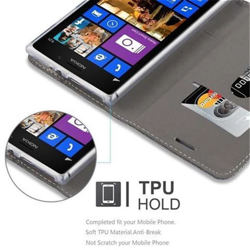 Cadorabo Hülle kompatibel mit Nokia Lumia 925 Schutzhülle mit Magnetverschluss, Standfunktion und Kartenfach