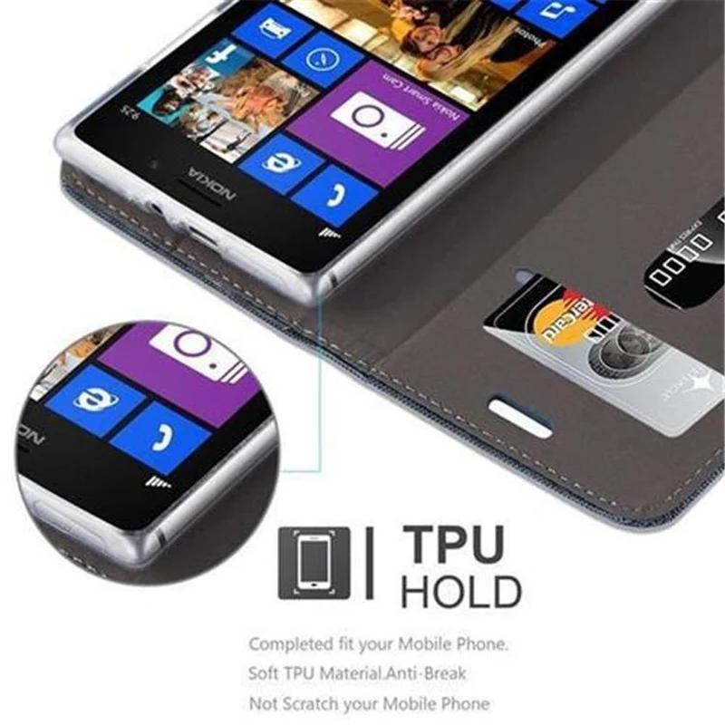 Cadorabo Hülle kompatibel mit Nokia Lumia 925 Schutzhülle mit Magnetverschluss, Standfunktion und Kartenfach