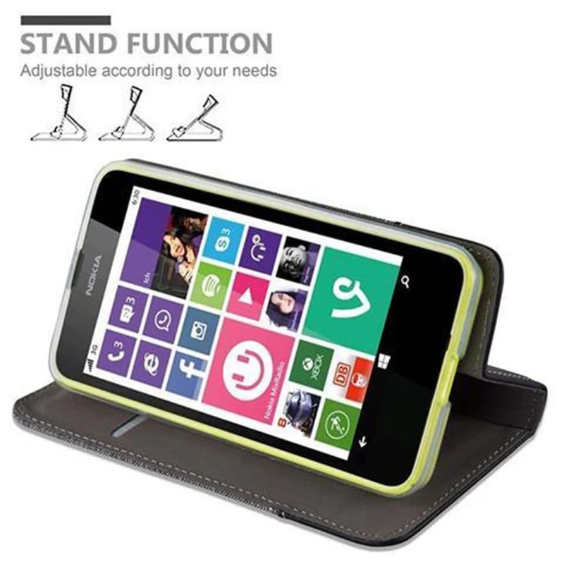 Cadorabo Hülle kompatibel mit Nokia Lumia 630 / 635 Schutzhülle mit Magnetverschluss, Standfunktion und Kartenfach